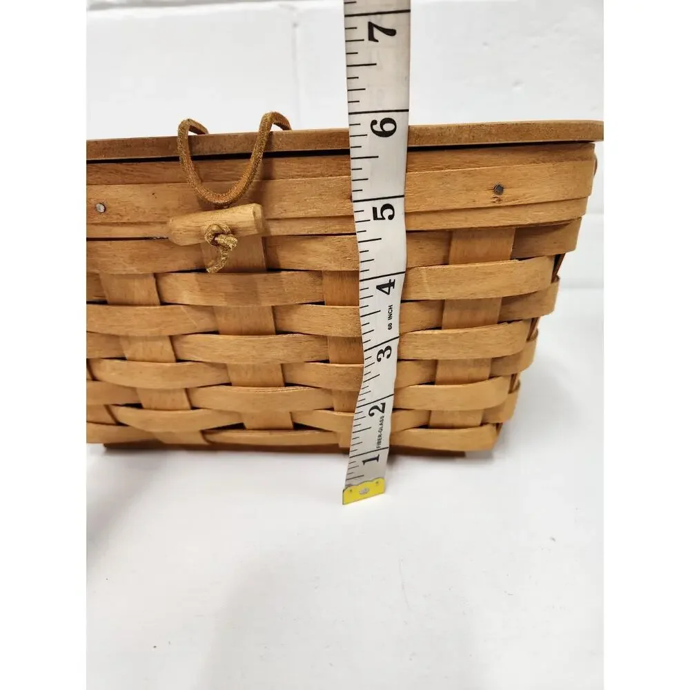 Vintage Longaberger Handwoven Single Handle Small Picnic Basket, Signed 1996